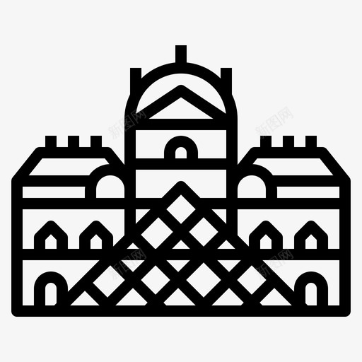 卢浮宫建筑法国图标svg_新图网 https://ixintu.com 卢浮宫 地标 巴黎 建筑 法国 轮廓