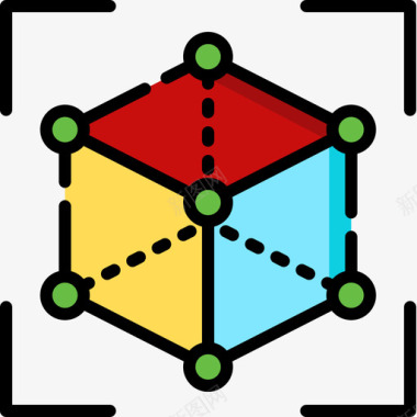 立方体虚拟现实45线颜色图标图标