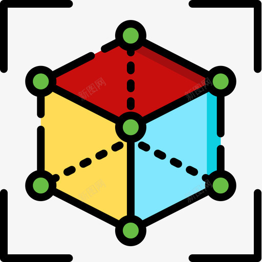 立方体虚拟现实45线颜色图标svg_新图网 https://ixintu.com 立方体 线颜色 虚拟现实45