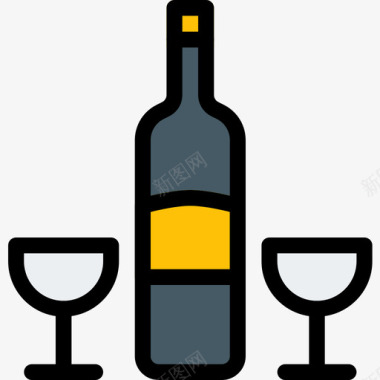 葡萄酒餐厅52线性颜色图标图标