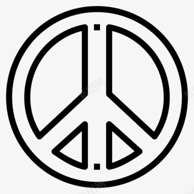 和平主义嬉皮士和和平直线图标图标