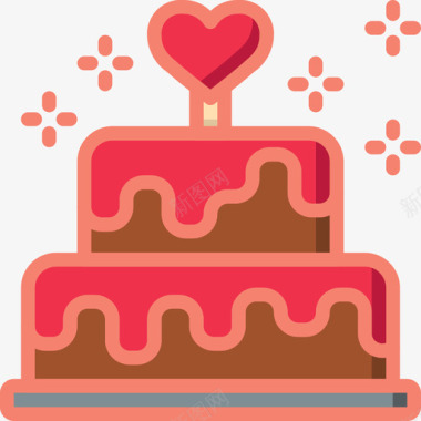 蛋糕情人节5线性颜色图标图标