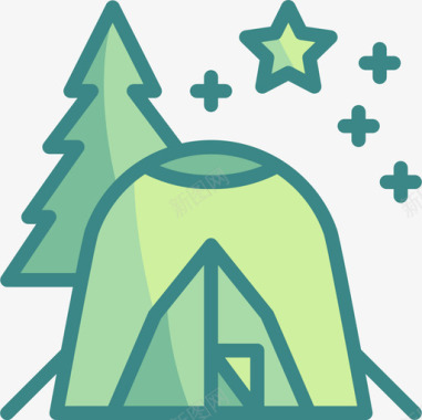 露营生活方式11双色调图标图标