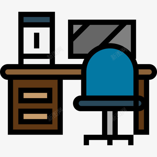 书桌家具99线性颜色图标svg_新图网 https://ixintu.com 书桌 家具99 线性颜色