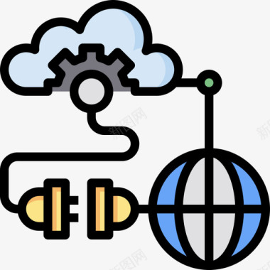 已连接云技术14线性颜色图标图标
