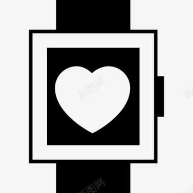 智能手表健康应用程序心脏智能手表字形图标图标