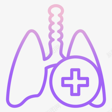 肺保健15轮廓梯度图标图标
