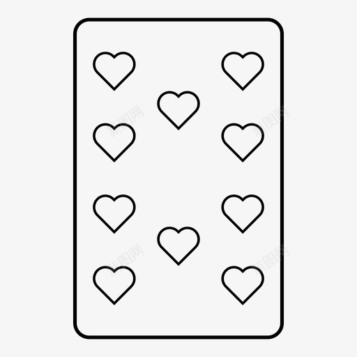 10个心形牌手图标svg_新图网 https://ixintu.com 10个心形 手 扑克牌大纲 牌 玩