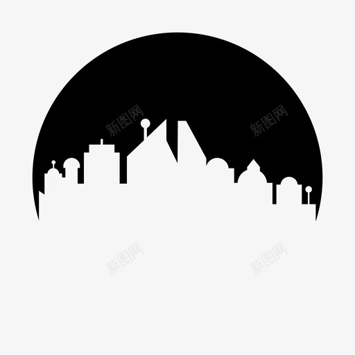 城市建筑市中心图标svg_新图网 https://ixintu.com 城市 城市圈形状 塔楼 天际线 市中心 建筑