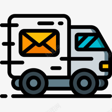 送货车邮政服务5线性颜色图标图标