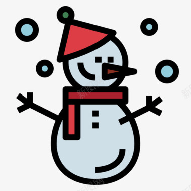雪人冬季71线性颜色图标图标