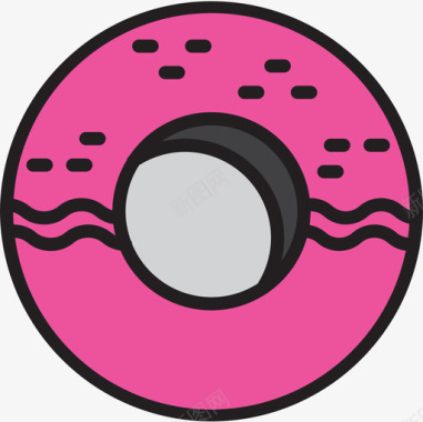 甜甜圈咖啡54线性颜色图标图标