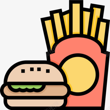 快餐美国线性颜色图标图标