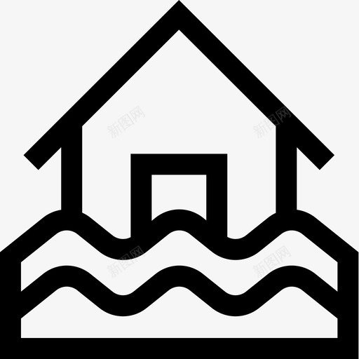 水淹房屋自然灾害线性图标svg_新图网 https://ixintu.com 房屋 水淹 线性 自然灾害