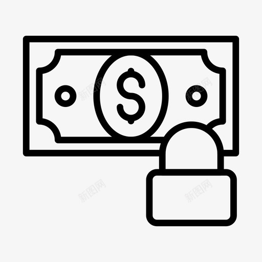 保护美元锁图标svg_新图网 https://ixintu.com 保护 支付 美元 财务线字形64px 钱 锁