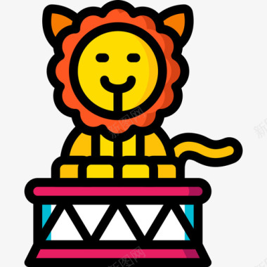 狮子马戏团45线性颜色图标图标
