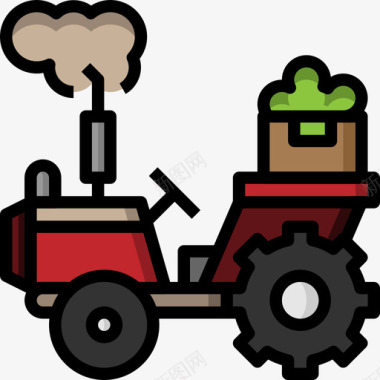 拖拉机农耕42线性颜色图标图标