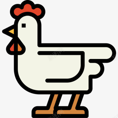 鸡肉动物6线形颜色图标图标