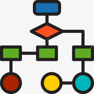 彩色7线性流程图图标图标