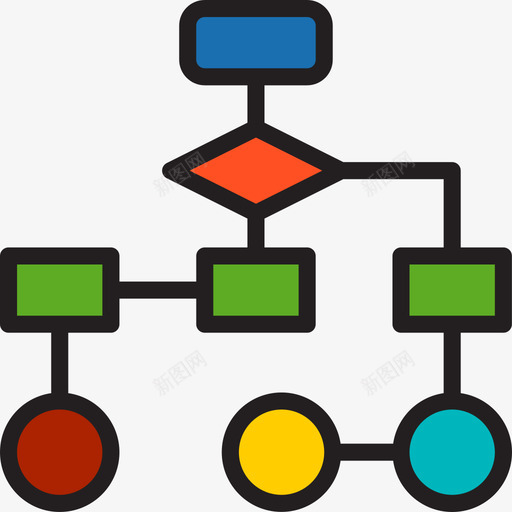 彩色7线性流程图图标svg_新图网 https://ixintu.com 彩色 流程图 线性