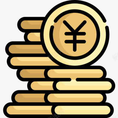 日元货币72线颜色图标图标