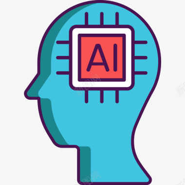 人工智能计算机科学3线性颜色图标图标