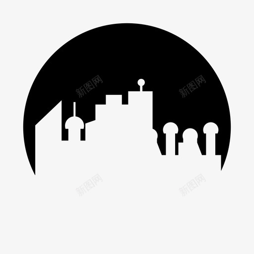 天际线建筑城市图标svg_新图网 https://ixintu.com 城市 城市圈形状 塔楼 天际线 市中心 建筑