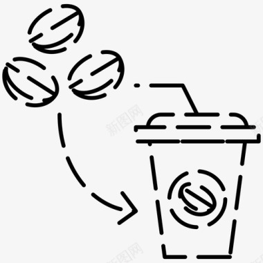 冲泡咖啡意式浓缩咖啡咖啡店虚线图标图标