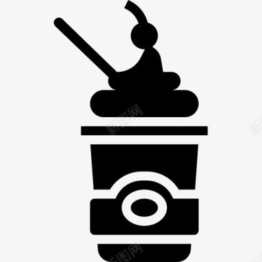 冰淇淋杯街头食品和食品卡车司机4字形图标图标