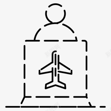 登机手续办理处航班登机手续办理处航空虚线图标图标