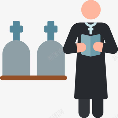 牧师葬礼10颜色图标图标
