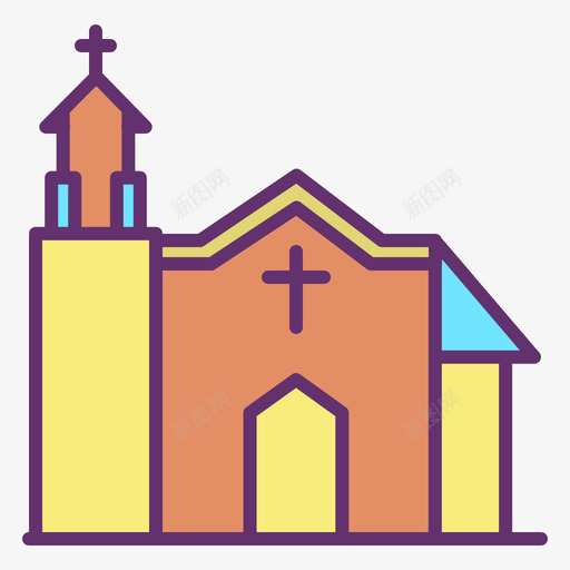 教堂建筑69线性颜色图标svg_新图网 https://ixintu.com 建筑69 教堂 线性颜色