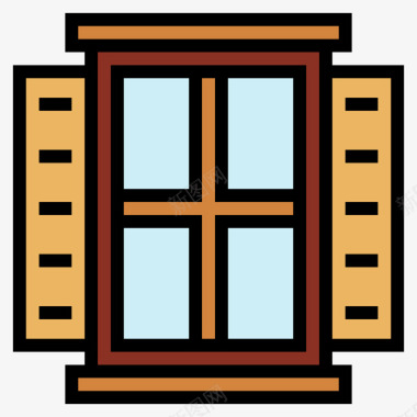 窗户家具113线性颜色图标图标