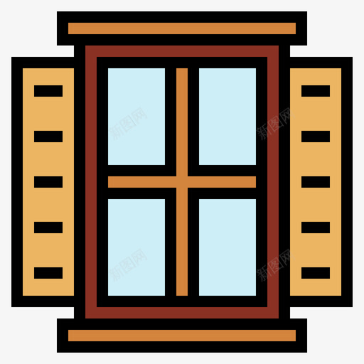 窗户家具113线性颜色图标svg_新图网 https://ixintu.com 家具113 窗户 线性颜色