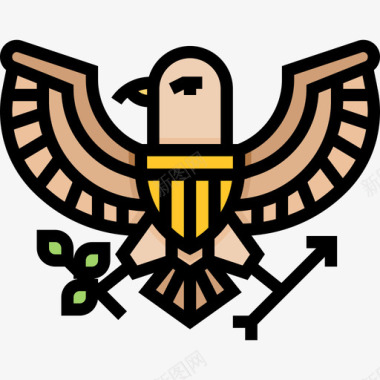 鹰美洲线性颜色图标图标