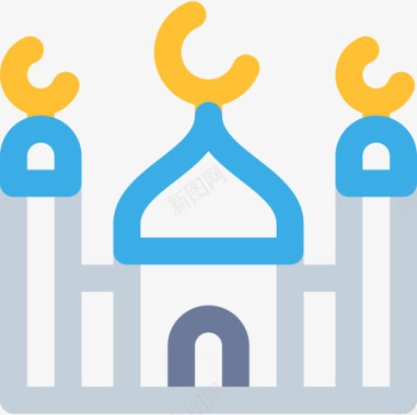 清真寺宗教21线性颜色图标图标
