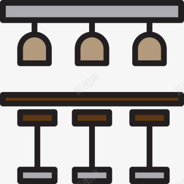 酒吧食品119线性颜色图标图标