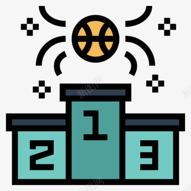 领奖台篮球17线性颜色图标图标