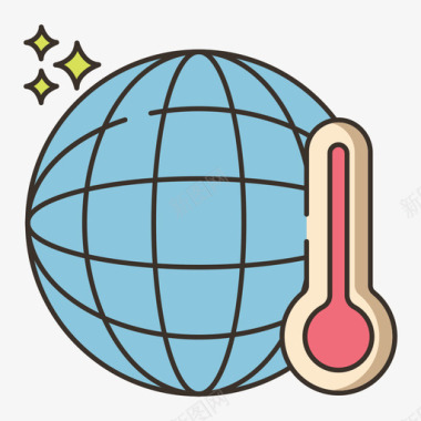 全球变暖油气2线性颜色图标图标