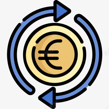 欧元货币72线性颜色图标图标