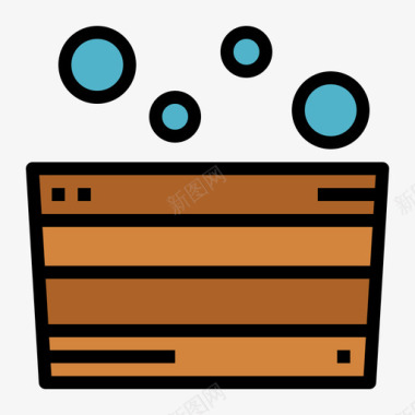 水桶按摩和水疗3线性颜色图标图标