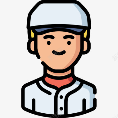 棒球运动员体育头像14线性颜色图标图标