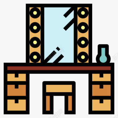 更衣室家具113线性颜色图标图标
