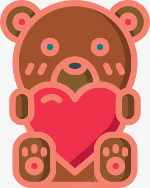 泰迪熊情人节5线性颜色图标图标