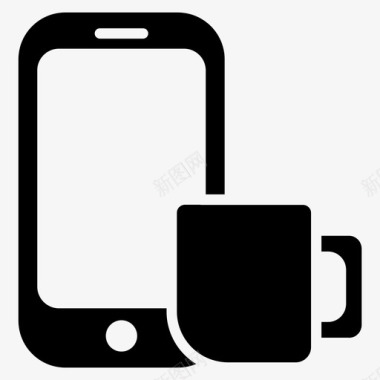 智能手机手机咖啡图标图标