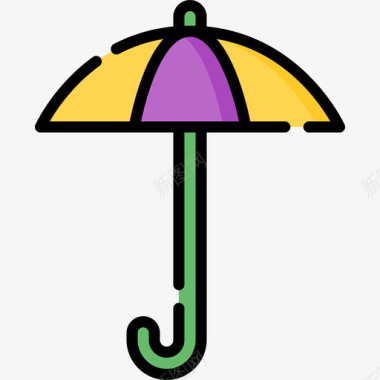 伞mardigras14线性颜色图标图标