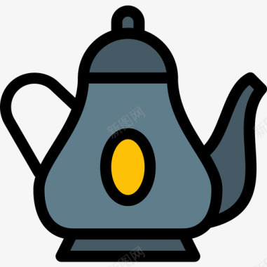 茶壶复古8线性颜色图标图标