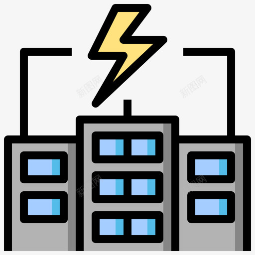电力可持续能源24线性颜色图标svg_新图网 https://ixintu.com 可持续能源24 电力 线性颜色