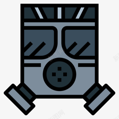 防毒面具武器10线性颜色图标图标