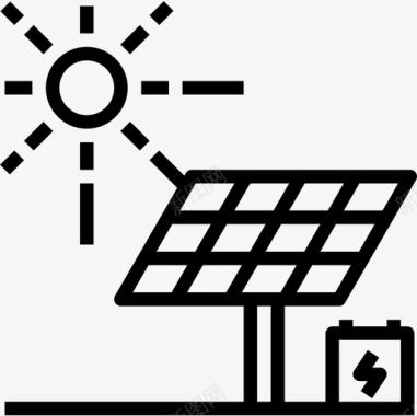 太阳能电池板工业48线性图标图标